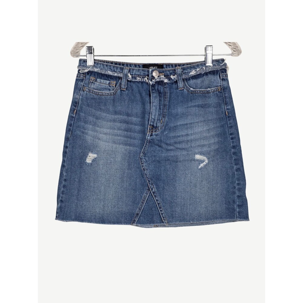 Vervet Medium Wash Denim Mini Skirt Distressed Size 27 Western Rodeo Streetwear - Picture 1 of 5